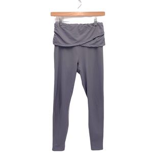 Fabletics Gray Fold Over Draped Waistband Leggings Size Medium Yoga Pilates